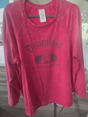 Disney 1x Women's Pink Long-Sleeve Disneyland Castle Graphic Shirt
